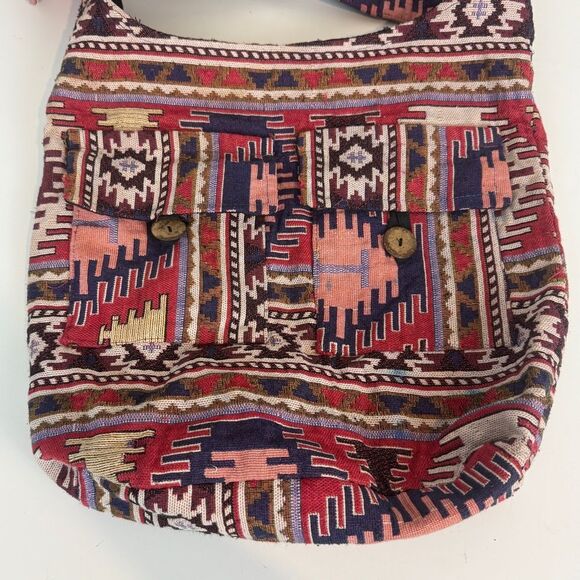 Boho Tapestry Cross Body Fabric Bag - Picture 2 of 10